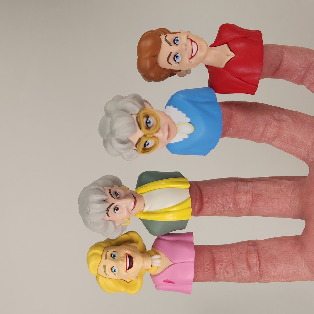 The Golden Girls Stylized 2" Finger Puppets and Mini A to Z guide in Retail Box